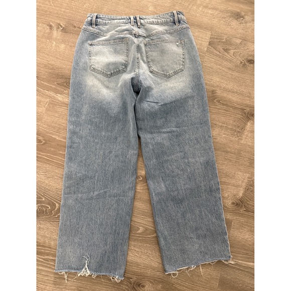 Mica Denim Light Wash Wide Leg Jeans Raw Hem Curved Seam Raw Hem Size 28 30x27 - Picture 6 of 7